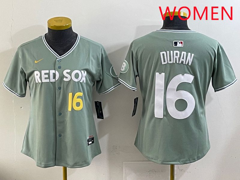Women 2025 Boston Red Sox 16 Duran Light Green Joint Name Nike MLB Jersey style 15